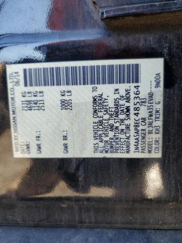 1N4AA5AP8EC485364 - 2014 NISSAN MAXIMA S BLACK photo 13