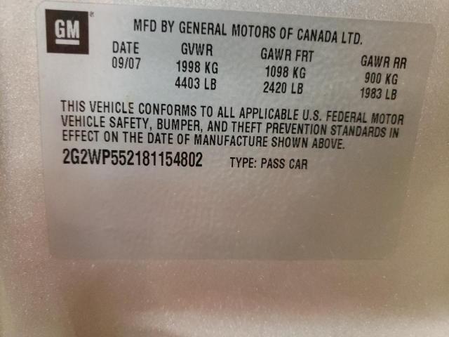 2G2WP552181154802 - 2008 PONTIAC GRAND PRIX 银色 照片 12