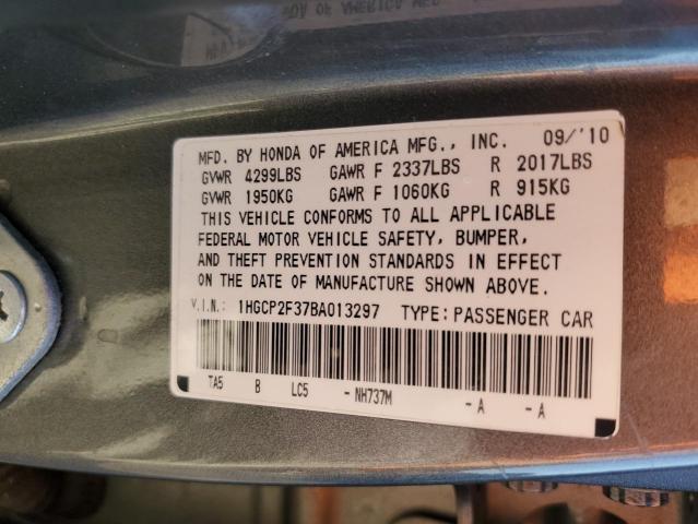 1HGCP2F37BA013297 - 2011 HONDA ACCORD LX Boz foto 12