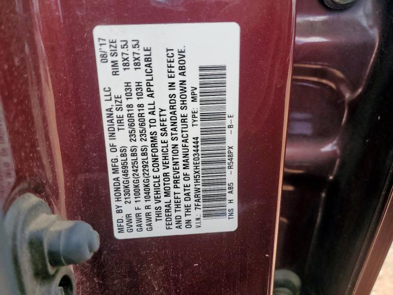 7FARW1H5XHE034444 - 2017 HONDA CR-V EX BURGUNDY photo 13