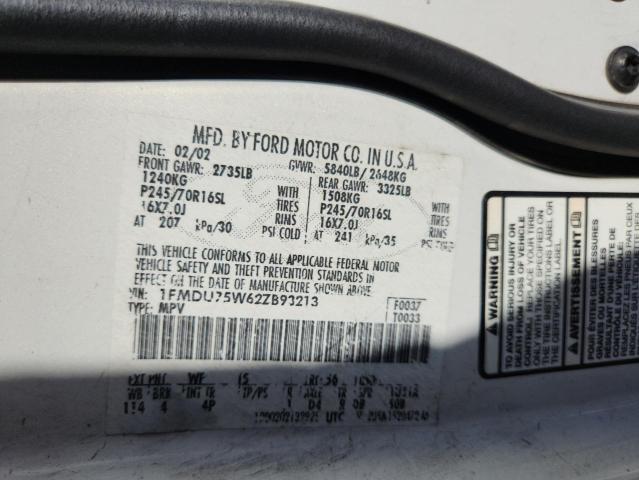 1FMDU75W62ZB93213 - 2002 FORD EXPLORER LIMITED Blanco foto 13