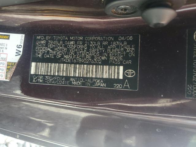 JTKDE167890276302 - 2009 TOYOTA SCION TC Kasztanowy zdjęcie 13