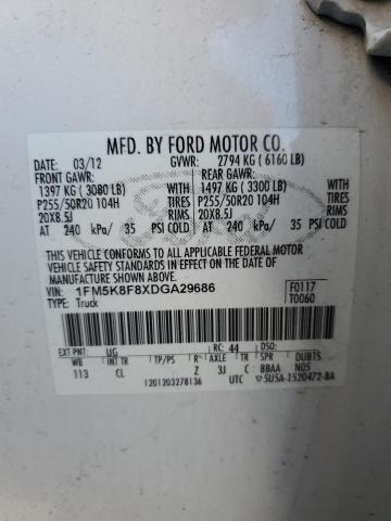 1FM5K8F8XDGA29686 - 2013 FORD EXPLORER LIMITED Weiß Foto 13