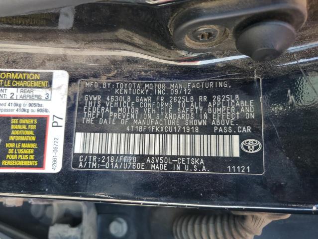 4T1BF1FKXCU171918 - 2012 TOYOTA CAMRY BASE Grafit foto 12