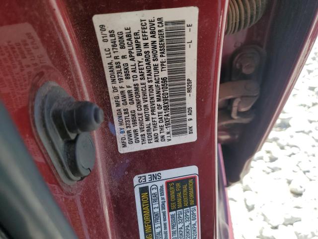 19XFA168X9E010596 - 2009 HONDA CIVIC EX MAROON photo 13