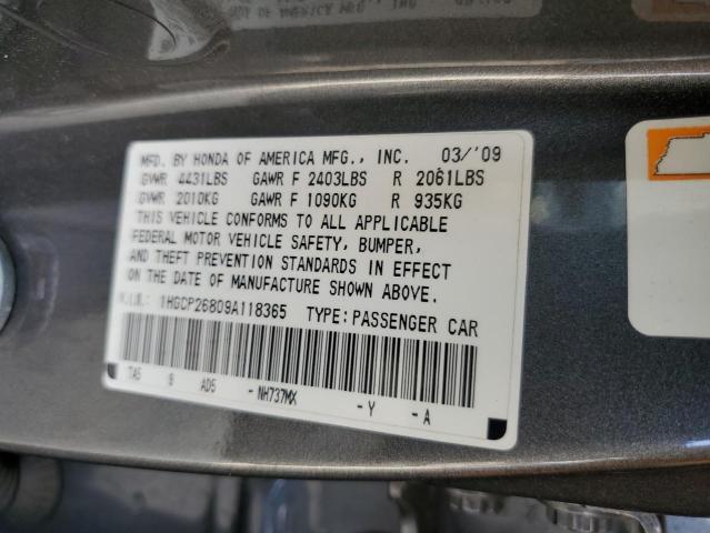 1HGCP26809A118365 - 2009 HONDA ACCORD EXL GRAY photo 13