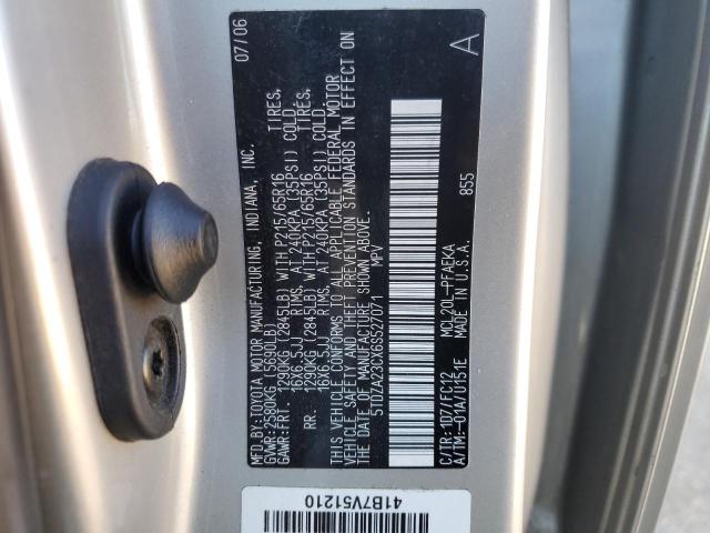 5TDZA23CX6S527071 - 2006 TOYOTA SIENNA CE SILVER photo 13