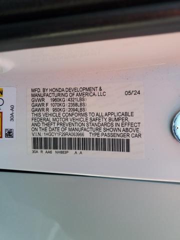 1HGCY1F29RA063966 - 2024 HONDA ACCORD LX 白色 照片 12