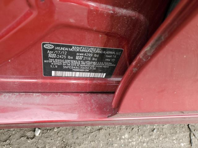 5NPEB4AC7DH513156 - 2013 HYUNDAI SONATA GLS RED photo 12