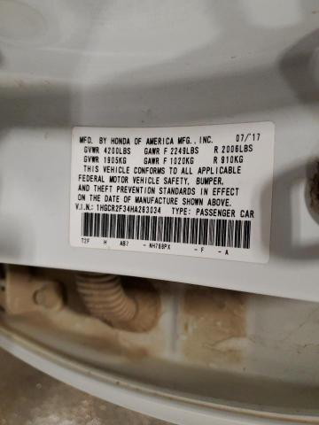 1HGCR2F34HA263034 - 2017 HONDA ACCORD LX 白色 照片 12
