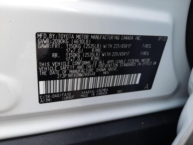 2T3P1RFV2NW289548 - 2022 TOYOTA RAV4 XLE WHITE photo 14