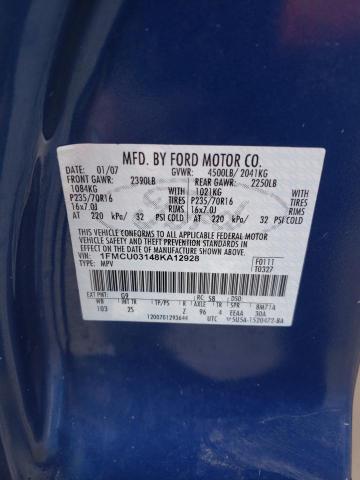 1FMCU03148KA12928 - 2008 FORD ESCAPE XLT BLUE photo 13