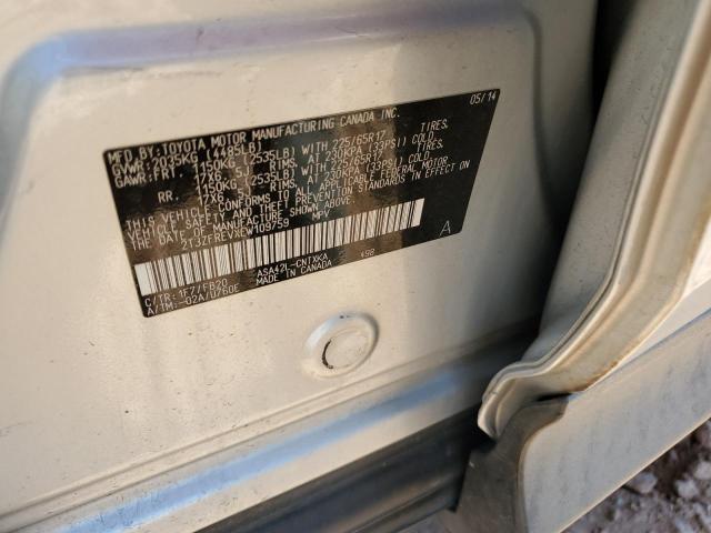 2T3ZFREVXEW109759 - 2014 TOYOTA RAV4 LE SILVER photo 13