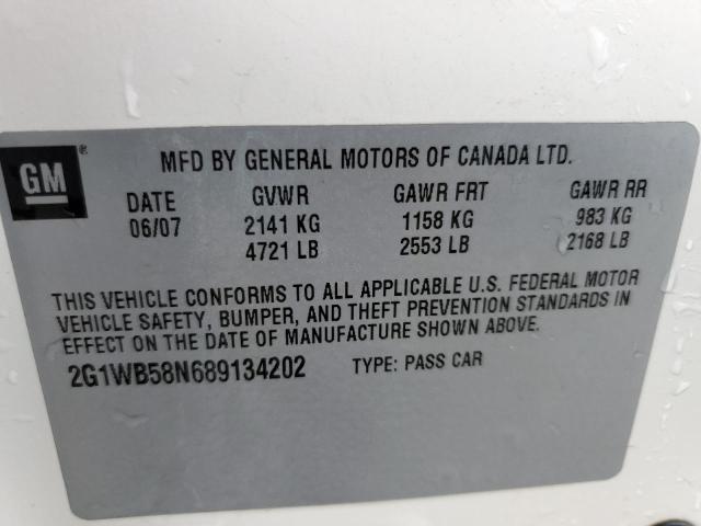 2G1WB58N689134202 - 2008 CHEVROLET IMPALA LS WHITE photo 12