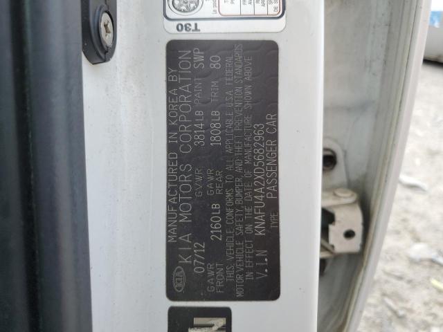 KNAFU4A2XD5682963 - 2013 KIA FORTE EX თეთრი ფოტო 12