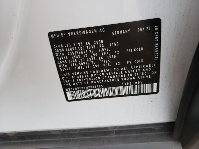 WVGTMPE29MP047489 - 2021 VOLKSWAGEN ID.4 PRO S თეთრი ფოტო 12