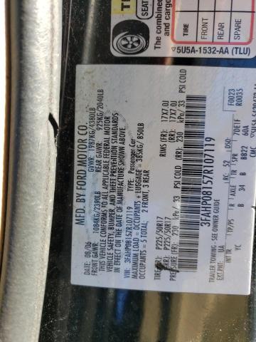 3FAHP08157R107119 - 2007 FORD FUSION SEL BLACK photo 13