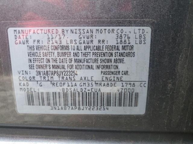 3N1AB7AP8JY223254 - 2018 NISSAN SENTRA S GRAY photo 12