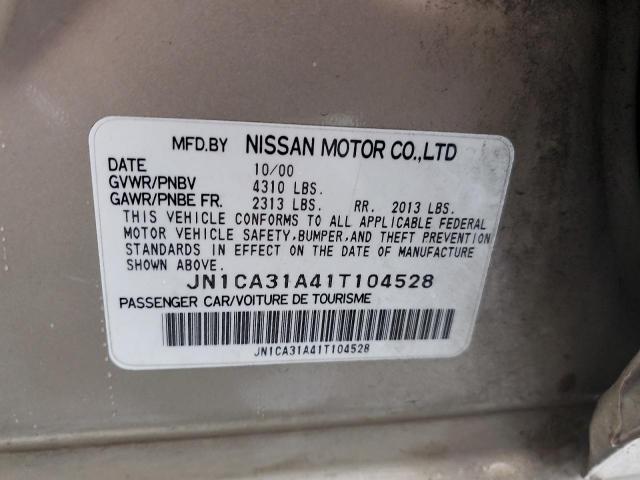 JN1CA31A41T104528 - 2001 NISSAN MAXIMA GXE BEIGE photo 12