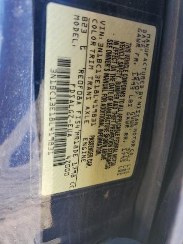 3N1BC13E18L419831 - 2008 NISSAN VERSA S BLUE photo 12