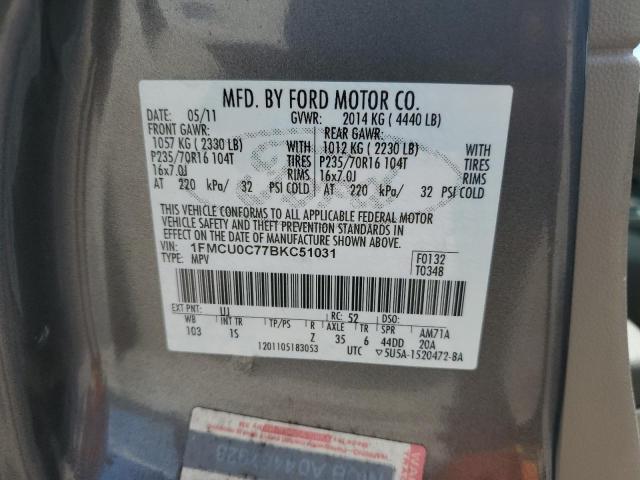 1FMCU0C77BKC51031 - 2011 FORD ESCAPE XLS GRAY photo 13