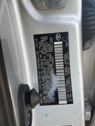 JTDKN3DU1E1774090 - 2014 TOYOTA PRIUS ვერცხლისფერი ფოტო 12