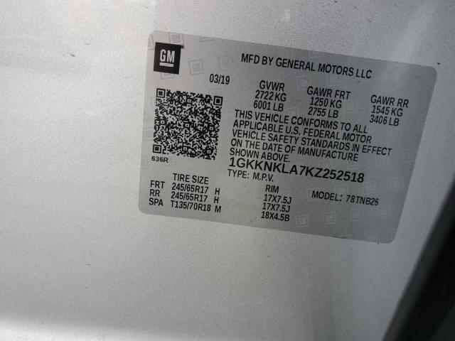 1GKKNKLA7KZ252518 - 2019 GMC ACADIA SLE Gümüş foto 13