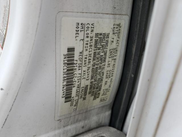 3N1BC13E88L361443 - 2008 NISSAN VERSA S WHITE photo 13