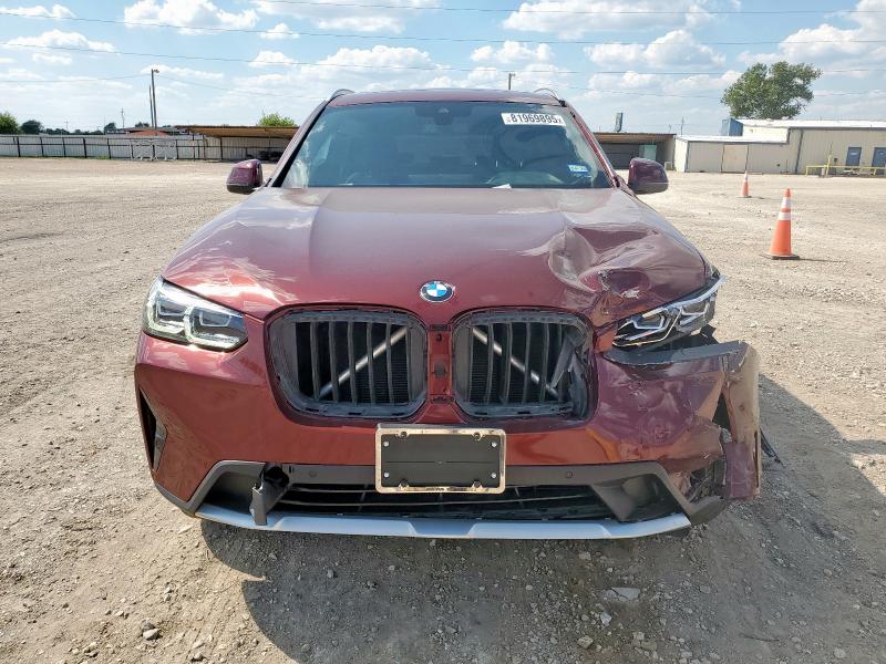 5UX43DP05N9M38892 - 2022 BMW X3 SDRIVE30I MAROON photo 5