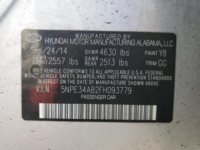 5NPE34AB2FH093779 - 2015 HYUNDAI SONATA SPORT SILVER photo 13