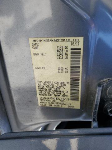 1N4AA5AP5BC852619 - 2011 NISSAN MAXIMA S Կապույտ լուսանկար 12