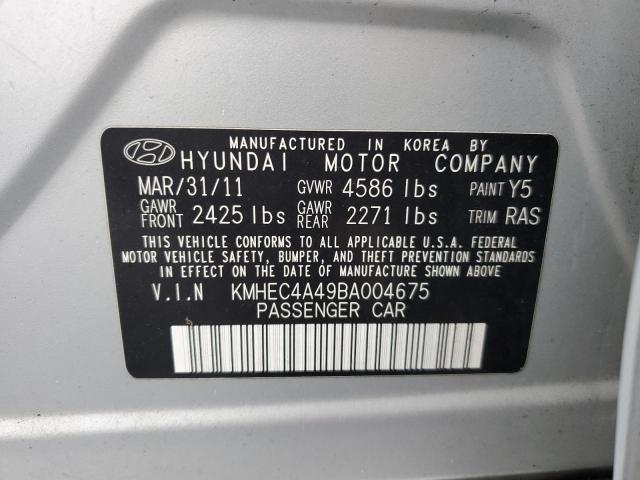 KMHEC4A49BA004675 - 2011 HYUNDAI SONATA HYBRID SILVER photo 12