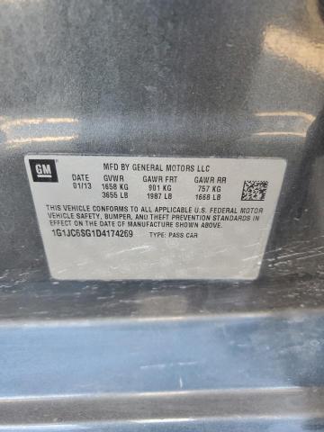 1G1JC6SG1D4174269 - 2013 CHEVROLET SONIC LT GRAY photo 12