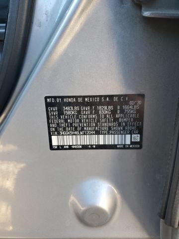 3HGGK5H46LM712044 - 2020 HONDA FIT LX SILVER photo 13