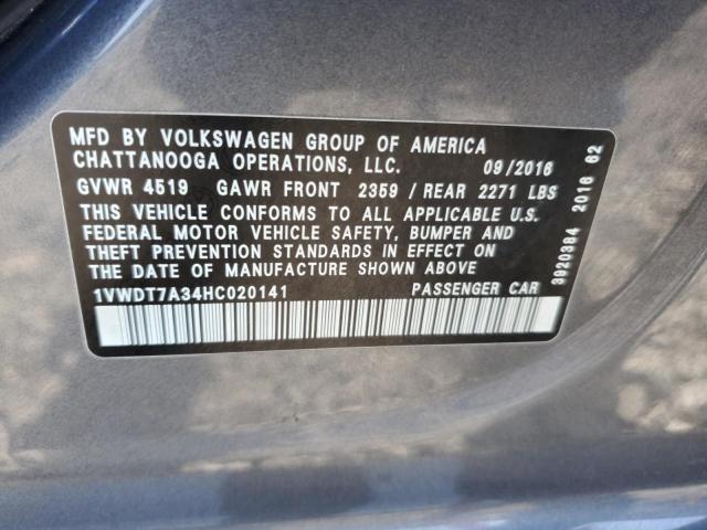 1VWDT7A34HC020141 - 2017 VOLKSWAGEN PASSAT R-LINE Boz foto 12