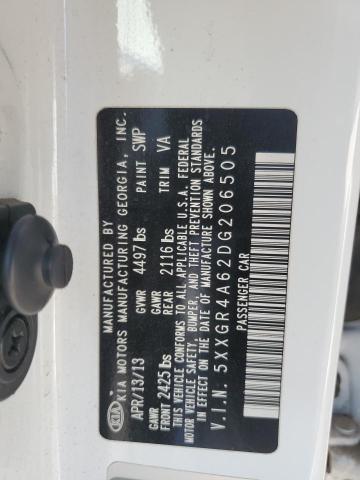 5XXGR4A62DG206505 - 2013 KIA OPTIMA SX 白色 照片 12