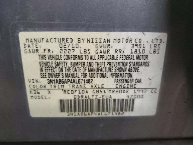 3N1AB6AP4AL671482 - 2010 NISSAN SENTRA 2.0 GRAY photo 12