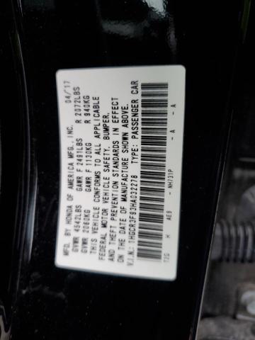 1HGCR3F93HA032278 - 2017 HONDA ACCORD TOURING BLACK photo 12