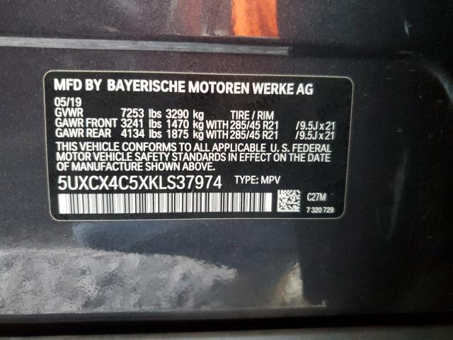 5UXCX4C5XKLS37974 - 2019 BMW X7 XDRIVE50I GRAY photo 13