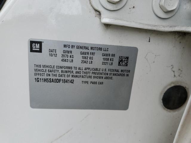 1G11H5SA0DF184142 - 2013 CHEVROLET MALIBU LTZ თეთრი ფოტო 12