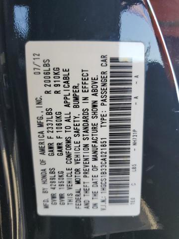 1HGCS1B33CA021851 - 2012 HONDA ACCORD LX BLACK photo 12