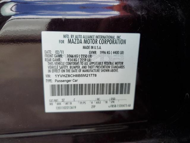 1YVHZ8CH8B5M21778 - 2011 MAZDA 6 I PURPLE photo 12