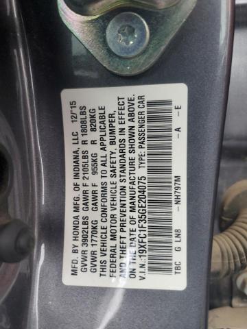 19XFC1F35GE204075 - 2016 HONDA CIVIC EX GRAY photo 12