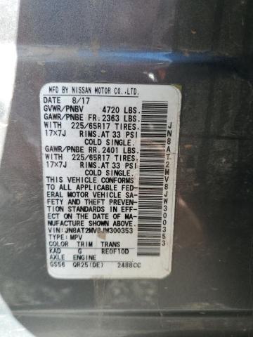 JN8AT2MV8JW300353 - 2018 NISSAN ROGUE S GRAY photo 13