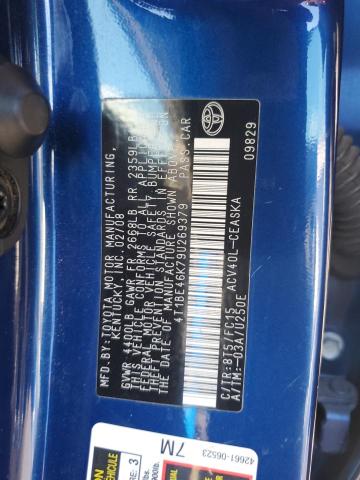 4T1BE46K79U269379 - 2009 TOYOTA CAMRY BASE ლურჯი ფოტო 12