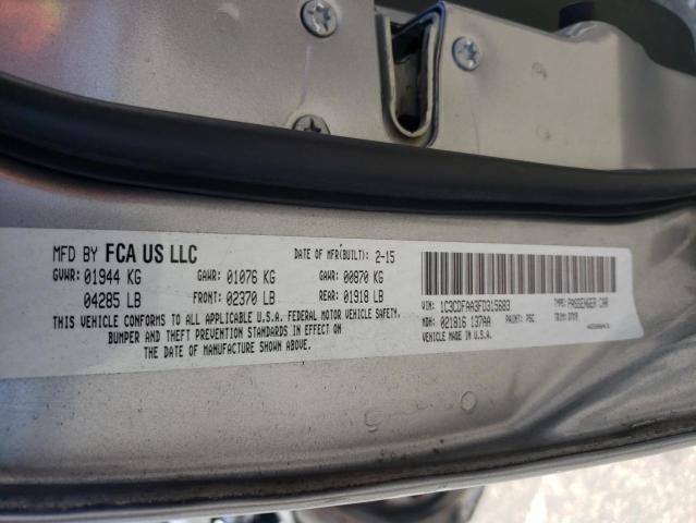 1C3CDFAA3FD315683 - 2015 DODGE DART SE SILVER photo 12