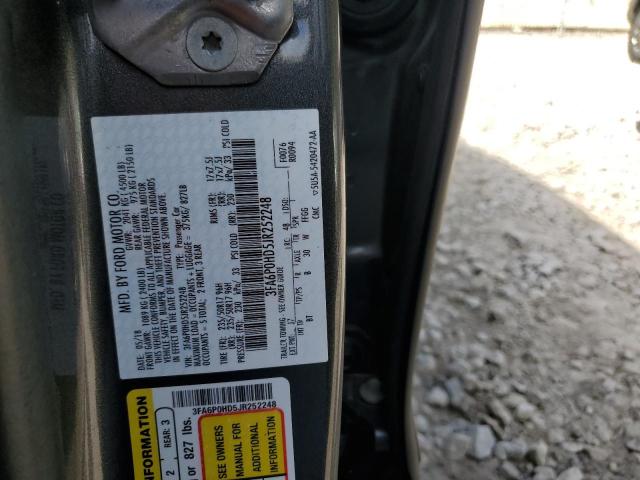 3FA6P0HD5JR252248 - 2018 FORD FUSION SE GRAY photo 12