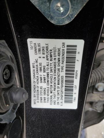 2HGFC2F77GH506305 - 2016 HONDA CIVIC EX BLACK photo 12