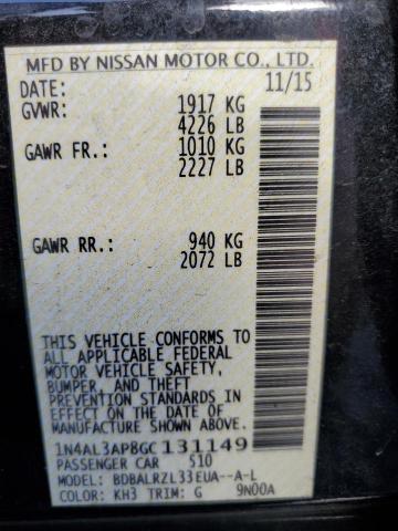 1N4AL3AP8GC131149 - 2016 NISSAN ALTIMA 2.5 黑色 照片 12
