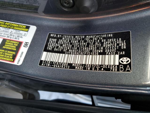 5YFBURHE8EP151036 - 2014 TOYOTA COROLLA L Mavi foto 12